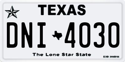 TX license plate DNI4030
