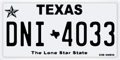 TX license plate DNI4033