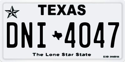 TX license plate DNI4047