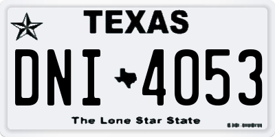 TX license plate DNI4053