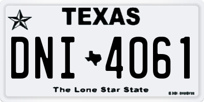 TX license plate DNI4061