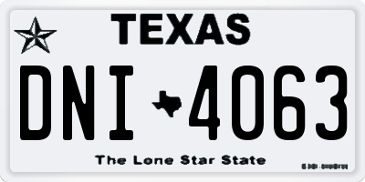 TX license plate DNI4063