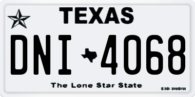 TX license plate DNI4068