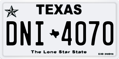 TX license plate DNI4070