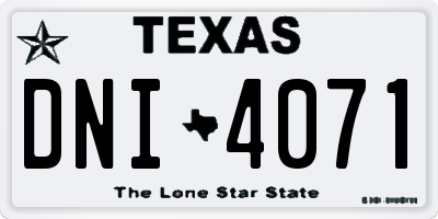 TX license plate DNI4071