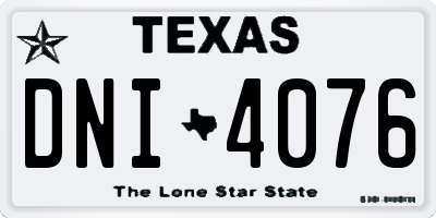 TX license plate DNI4076