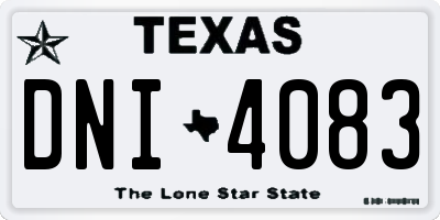 TX license plate DNI4083