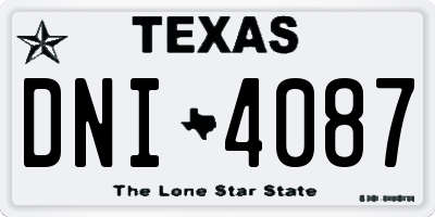 TX license plate DNI4087