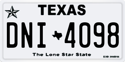 TX license plate DNI4098