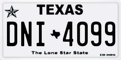 TX license plate DNI4099