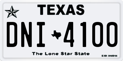 TX license plate DNI4100