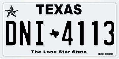 TX license plate DNI4113