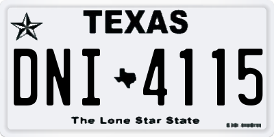 TX license plate DNI4115