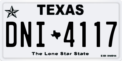 TX license plate DNI4117