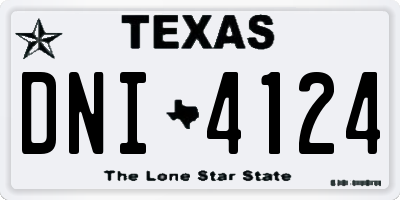 TX license plate DNI4124