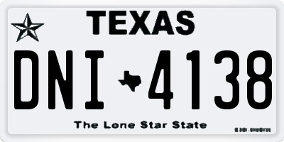 TX license plate DNI4138