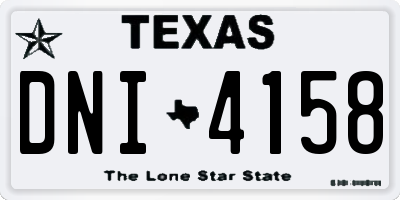 TX license plate DNI4158