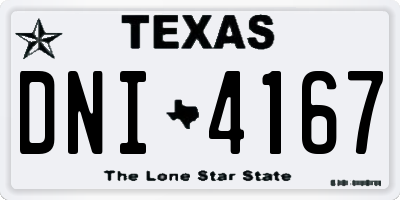 TX license plate DNI4167