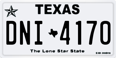 TX license plate DNI4170