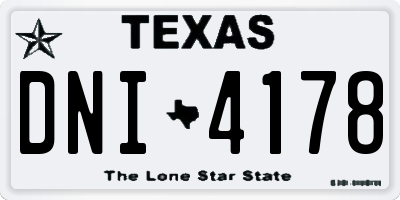 TX license plate DNI4178