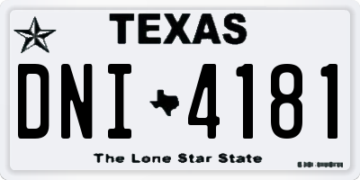 TX license plate DNI4181