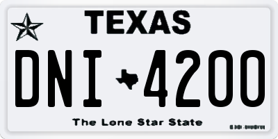 TX license plate DNI4200