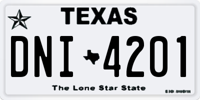 TX license plate DNI4201