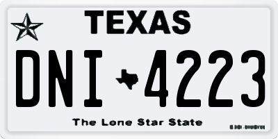 TX license plate DNI4223