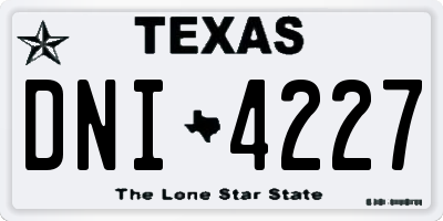 TX license plate DNI4227