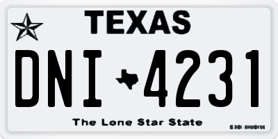 TX license plate DNI4231