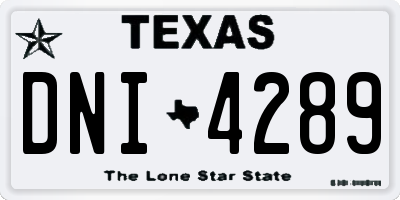 TX license plate DNI4289