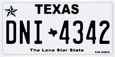TX license plate DNI4342