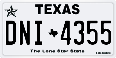 TX license plate DNI4355