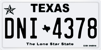 TX license plate DNI4378