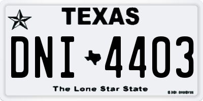 TX license plate DNI4403