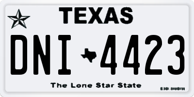 TX license plate DNI4423