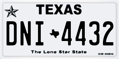 TX license plate DNI4432