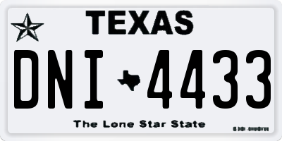 TX license plate DNI4433