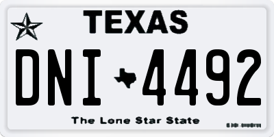 TX license plate DNI4492