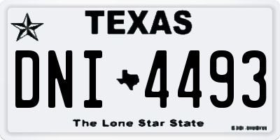 TX license plate DNI4493