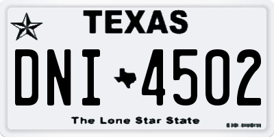 TX license plate DNI4502