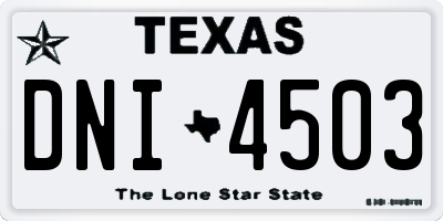 TX license plate DNI4503