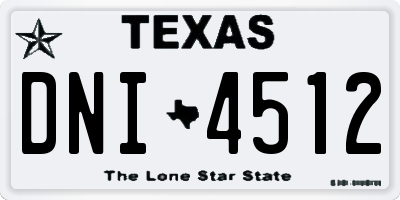TX license plate DNI4512