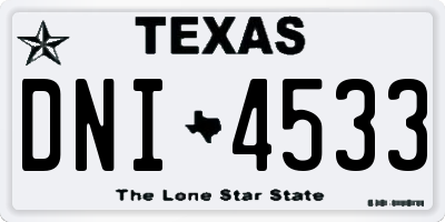 TX license plate DNI4533