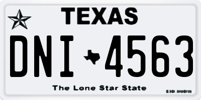 TX license plate DNI4563