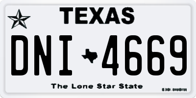 TX license plate DNI4669