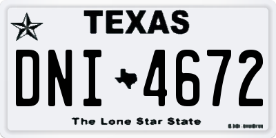 TX license plate DNI4672
