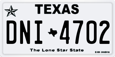 TX license plate DNI4702