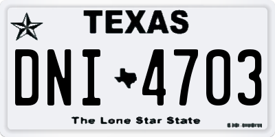 TX license plate DNI4703