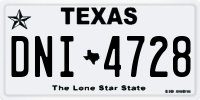 TX license plate DNI4728